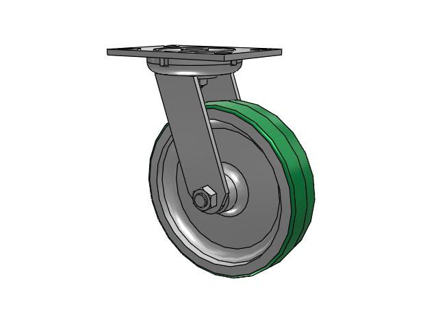 8" x 2" Swivel Caster with Polyurethane on Aluminum Wheel, Albion 62 Series - 62PD08201S - Albion