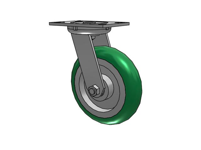 8" x 2" Swivel Caster with Polyurethane on Aluminum Wheel, Albion 62 Series - 62PM08228S - Albion