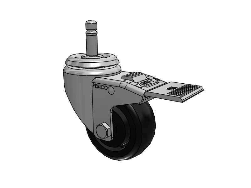 A-line 3" x 1.25" Polyolefin (POD) Wheel Caster With Grip Ring Stem and Total Lock Brake - Part# AS30G1PODTL - Pemco