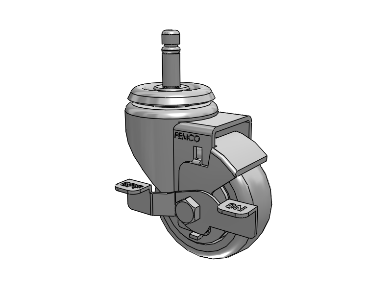 A-line 3" x 1.25" Thermo-Urethane (TPU) Wheel Caster With Grip Ring Stem and Side Locking Brake - Part# AS30G1TPUSB - Pemco