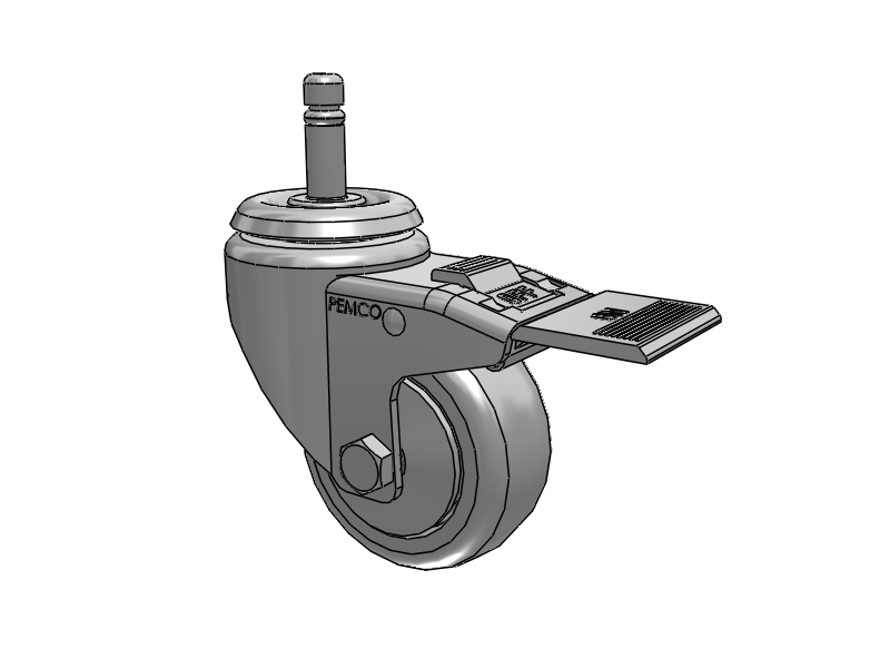 A-line 3" x 1.25" Thermo-Urethane (TPU) Wheel Caster With Grip Ring Stem and Total Lock Brake - Part# AS30G1TPUTL - Pemco