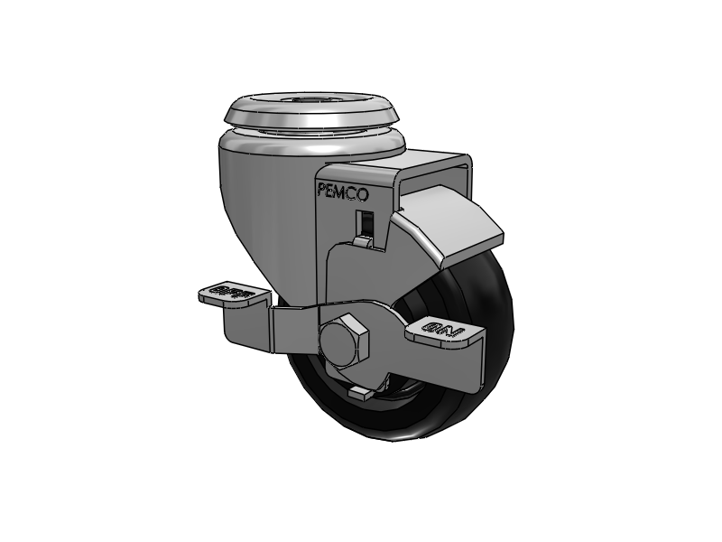 A-line 3" x 1.25" Polyolefin (POD) Wheel Caster With Hollow Kingpin and Side Locking Brake - Part# AS30H1PODSB - Pemco