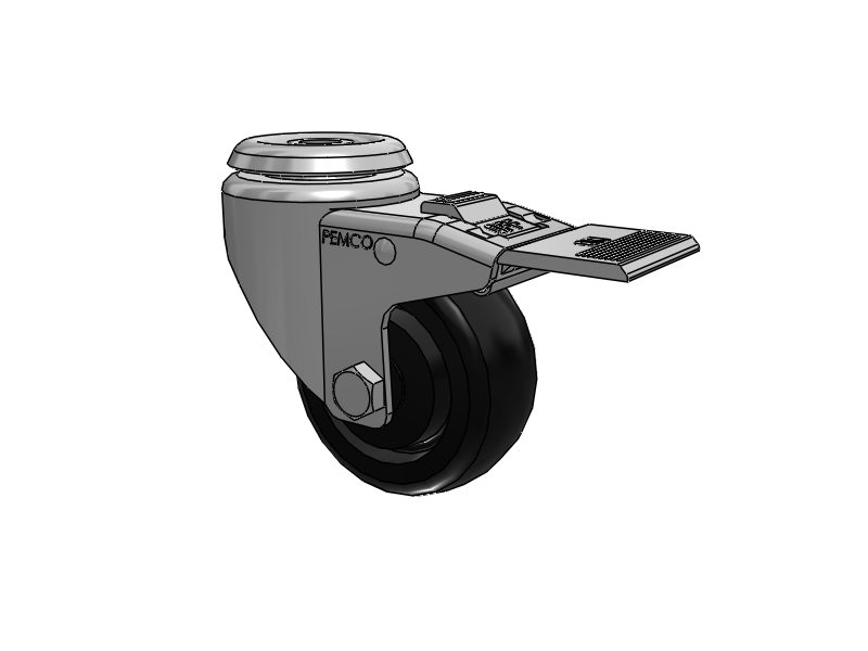 A-line 3" x 1.25" Polyolefin (POD) Wheel Caster With Hollow Kingpin and Total Lock Brake - Part# AS30H1PODTL - Pemco