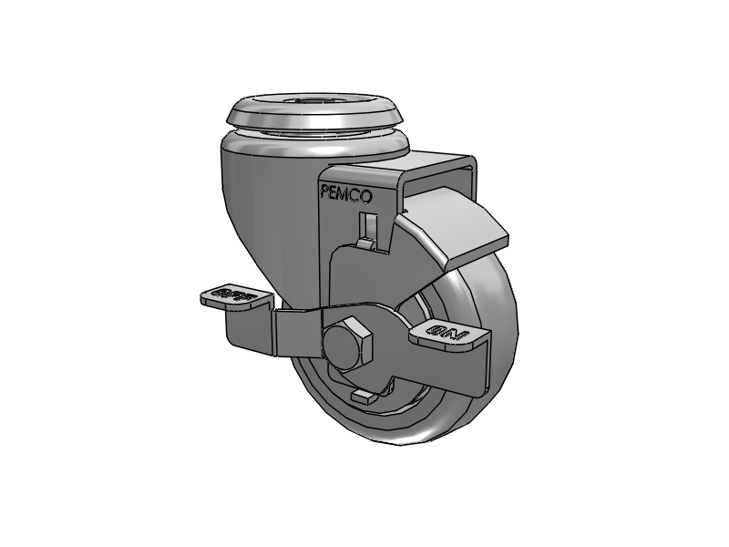 A-line 3" x 1.25" Thermo-Rubber (TPR) Wheel Caster With Hollow Kingpin and Side Locking Brake - Part# AS30H1TPRSB - Pemco