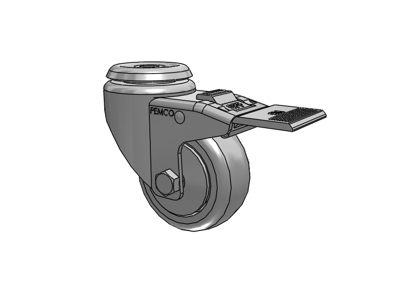 A-line 3" x 1.25" Thermo-Rubber (TPR) Wheel Caster With Hollow Kingpin and Total Lock Brake - Part# AS30H1TPRTL - Pemco