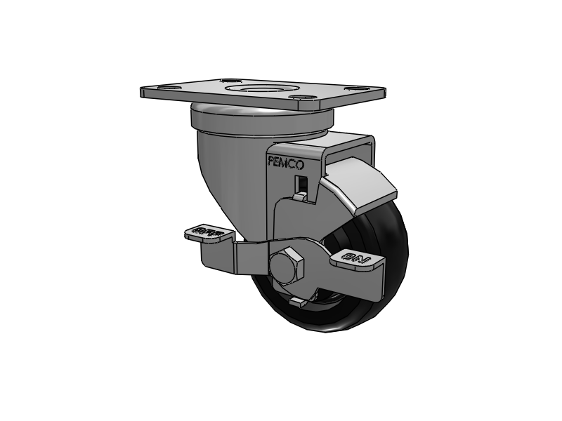 A-line 3" x 1.25" Polyolefin (POD) Wheel Caster With Swivel Top Plate and Side Locking Brake - Part# AS30P1PODSB - Pemco
