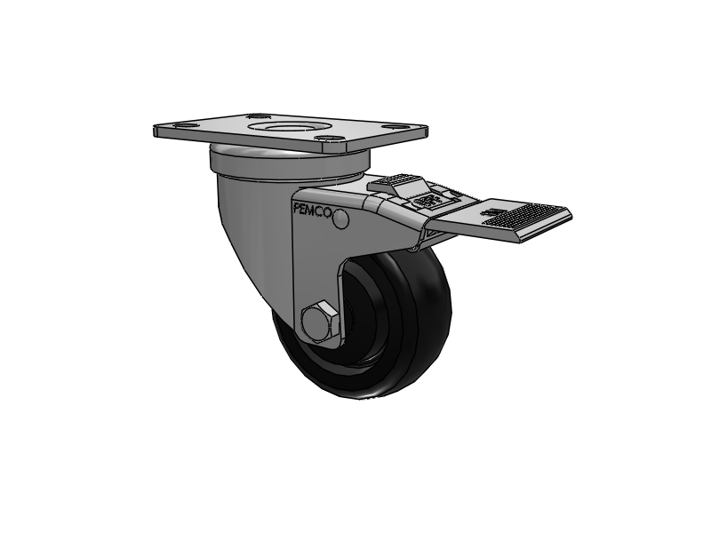 A-line 3" x 1.25" Polyolefin (POD) Wheel Caster With Swivel Top Plate and Total Lock Brake - Part# AS30P1PODTL - Pemco