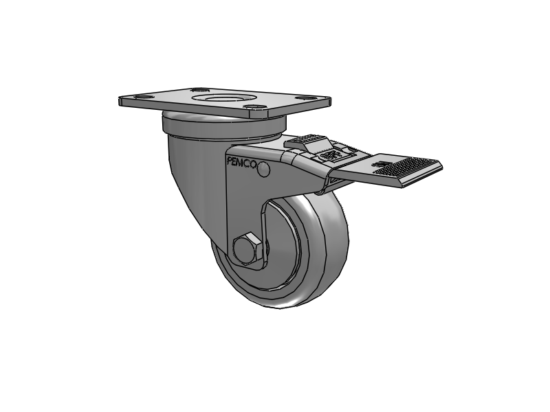 A-line 3" x 1.25" Thermo-Urethane (TPU) Wheel Caster With Swivel Top Plate and Total Lock Brake - Part# AS30P1TPUTL - Pemco