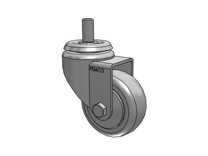 A-line 3" x 1.25" Thermo-Rubber (TPR) Wheel Caster With Threaded Stem - Part# AS30T1TPR - Pemco