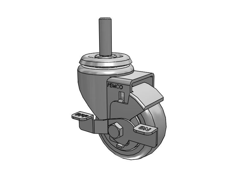 A-line 3" x 1.25" Thermo-Urethane (TPU) Wheel Caster With Threaded Stem and Side Locking Brake - Part# AS30T2TPUSB - Pemco
