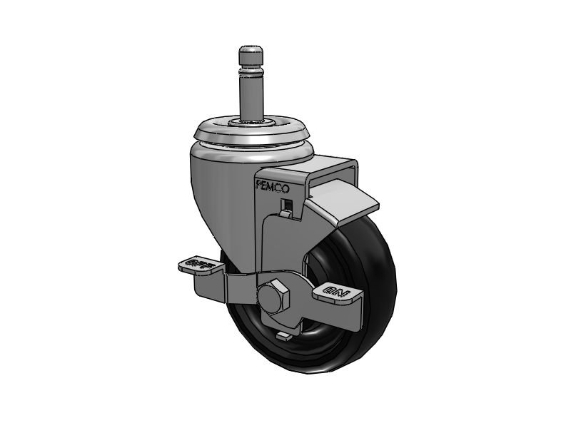 A-line 3.5" x 1.25" Polyolefin (POD) Wheel Caster With Grip Ring Stem and Side Locking Brake - Part# AS35G1PODSB - Pemco