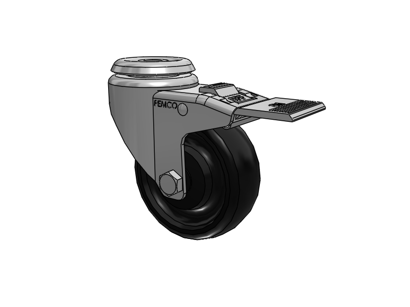 A-line 3.5" x 1.25" Polyolefin (POD) Wheel Caster With Hollow Kingpin and Total Lock Brake - Part# AS35H1PODTL - Pemco