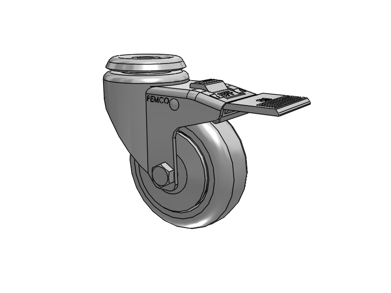 A-line 3.5" x 1.25" Thermo-Urethane (TPU) Wheel Caster With Hollow Kingpin and Total Lock Brake - Part# AS35H1TPUTL - Pemco