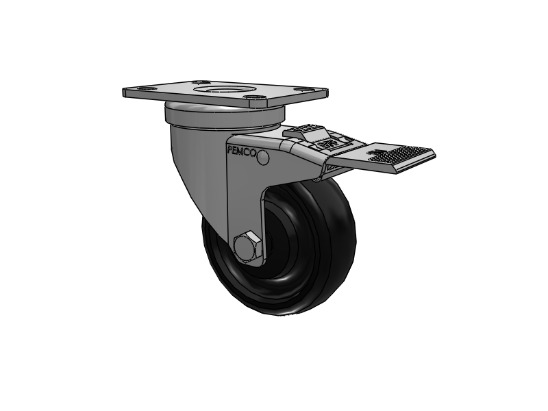 A-line 3.5" x 1.25" Polyolefin (POD) Wheel Caster With Swivel Top Plate and Total Lock Brake - Part# AS35P1PODTL - Pemco