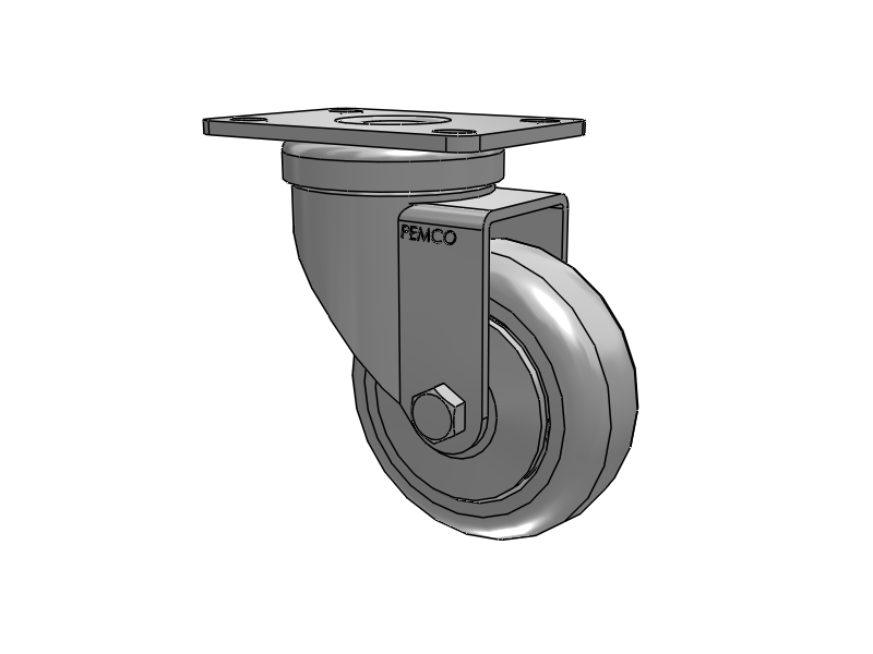 A-line 3.5" x 1.25" Thermo-Rubber (TPR) Wheel Caster With Swivel Top Plate - Part# AS35P1TPR - Pemco