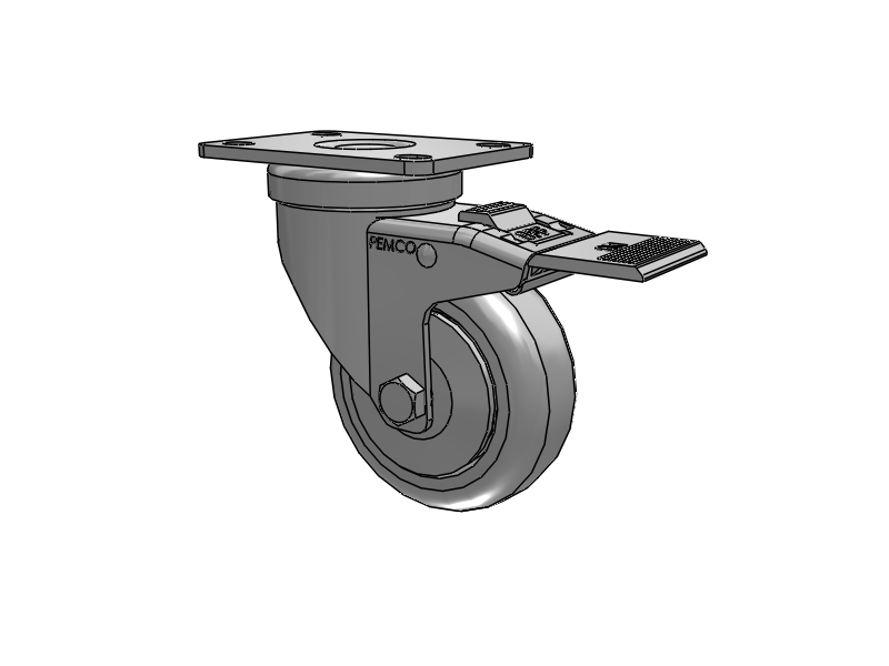 A-line 3.5" x 1.25" Thermo-Rubber (TPR) Wheel Caster With Swivel Top Plate and Total Lock Brake - Part# AS35P1TPRTL - Pemco