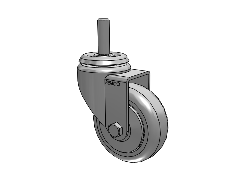 A-line 3.5" x 1.25" Thermo-Urethane (TPU) Wheel Caster With Threaded Stem - Part# AS35T2TPU - Pemco