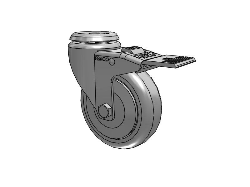 A-line 4" x 1.25" Thermo-Urethane (TPU) Wheel Caster With Hollow Kingpin and Total Lock Brake - Part# AS40H1TPUTL - Pemco