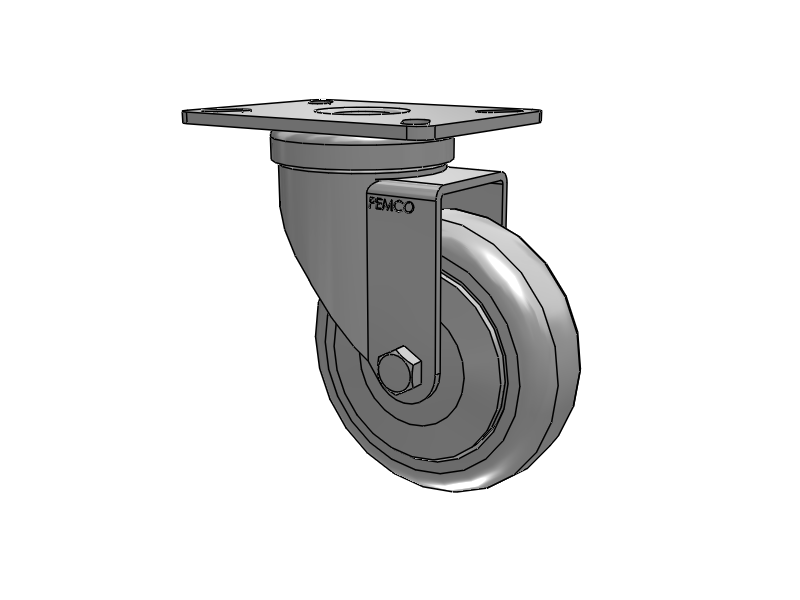 A-line 4" x 1.25" Thermo-Rubber (TPR) Wheel Caster With Swivel Top Plate - Part# AS40P2TPR - Pemco