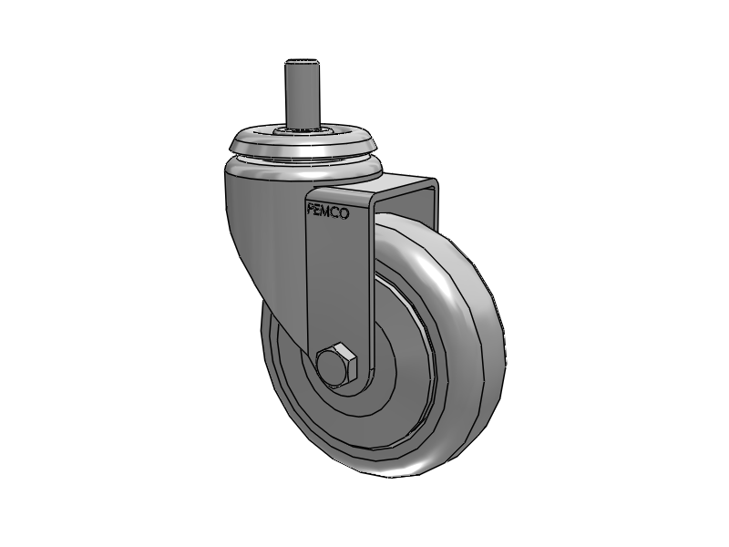 A-line 4" x 1.25" Thermo-Rubber (TPR) Wheel Caster With Threaded Stem - Part# AS40T1TPR - Pemco