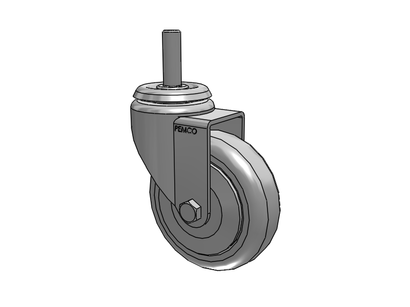 A-line 4" x 1.25" Thermo-Rubber (TPR) Wheel Caster With Threaded Stem - Part# AS40T2TPR - Pemco