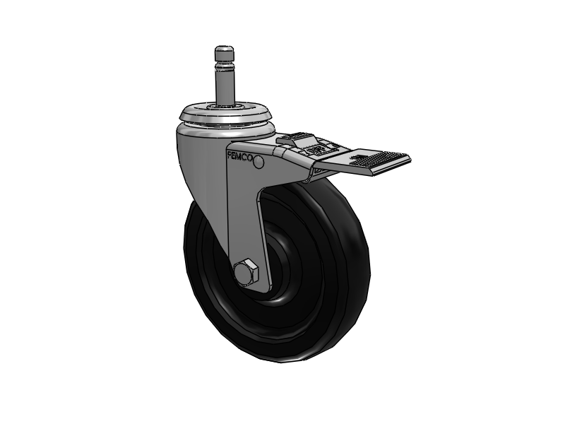 A-line 5" x 1.25" Polyolefin (POD) Wheel Caster With Grip Ring Stem and Total Lock Brake - Part# AS50G1PODTL - Pemco