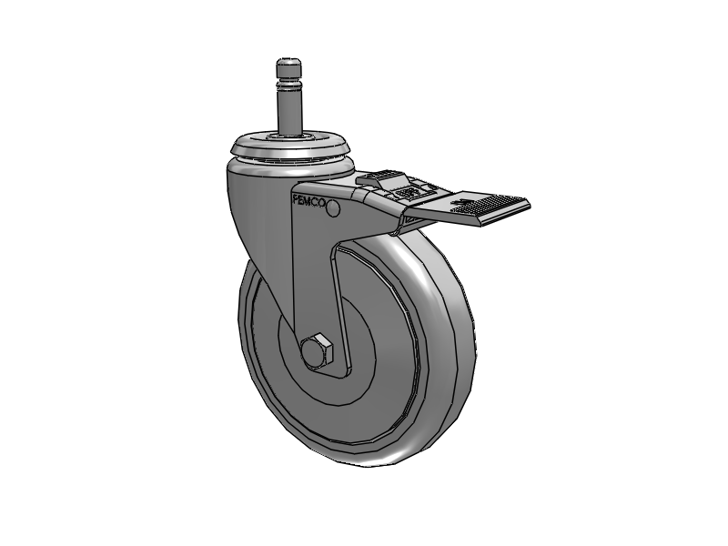 A-line 5" x 1.25" Thermo-Urethane (TPU) Wheel Caster With Grip Ring Stem and Total Lock Brake - Part# AS50G1TPUTL - Pemco