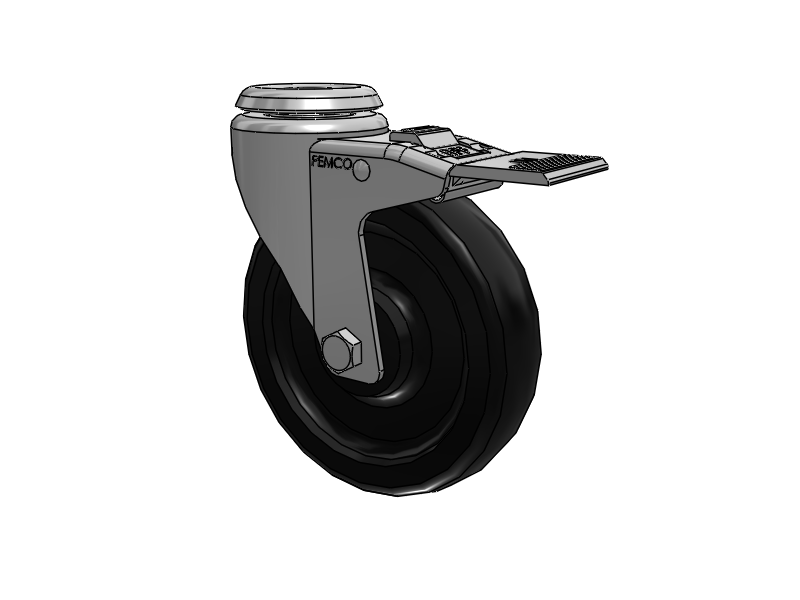 A-line 5" x 1.25" Polyolefin (POD) Wheel Caster With Hollow Kingpin and Total Lock Brake - Part# AS50H1PODTL - Pemco
