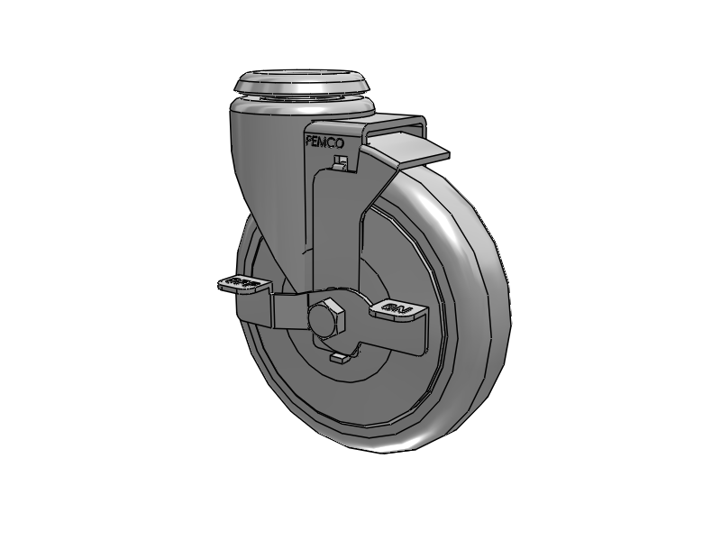A-line 5" x 1.25" Thermo-Urethane (TPU) Wheel Caster With Hollow Kingpin and Side Locking Brake - Part# AS50H1TPUSB - Pemco