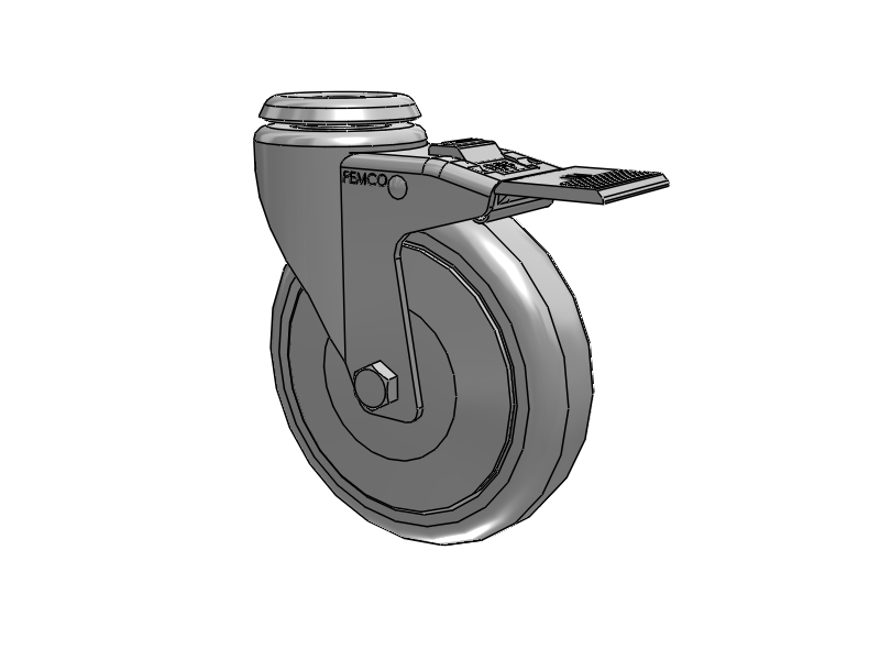 A-line 5" x 1.25" Thermo-Urethane (TPU) Wheel Caster With Hollow Kingpin and Total Lock Brake - Part# AS50H1TPUTL - Pemco