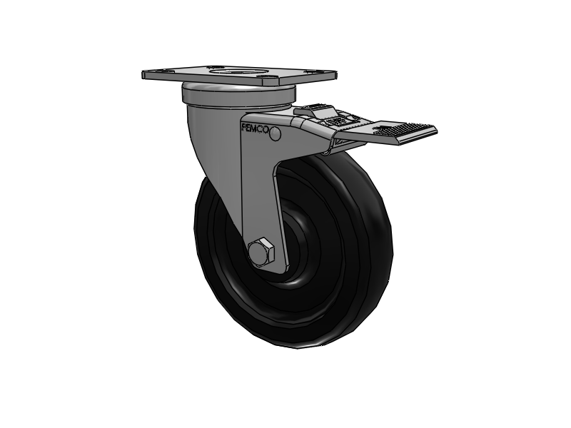 A-line 5" x 1.25" Polyolefin (POD) Wheel Caster With Swivel Top Plate and Total Lock Brake - Part# AS50P1PODTL - Pemco