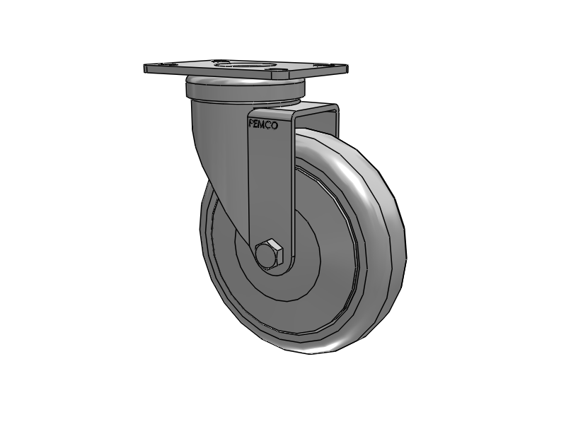 A-line 5" x 1.25" Thermo-Rubber (TPR) Wheel Caster With Swivel Top Plate - Part# AS50P1TPR - Pemco