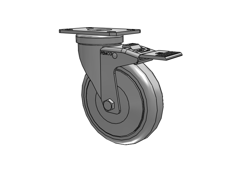A-line 5" x 1.25" Thermo-Urethane (TPU) Wheel Caster With Swivel Top Plate and Total Lock Brake - Part# AS50P1TPUTL - Pemco