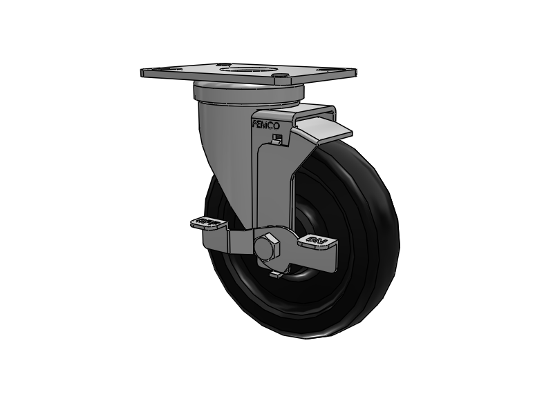A-line 5" x 1.25" Polyolefin (POD) Wheel Caster With Swivel Top Plate and Side Locking Brake - Part# AS50P2PODSB - Pemco