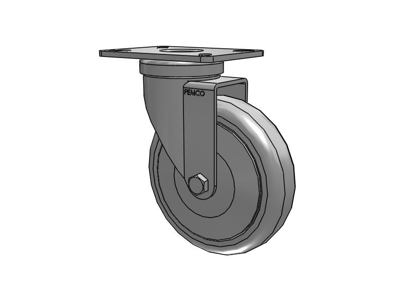 A-line 5" x 1.25" Thermo-Urethane (TPU) Wheel Caster With Swivel Top Plate - Part# AS50P2TPU - Pemco