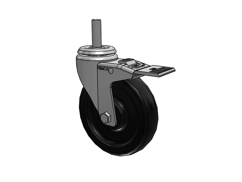 A-line 5" x 1.25" Polyolefin (POD) Wheel Caster With Threaded Stem and Total Lock Brake - Part# AS50T2PODTL - Pemco