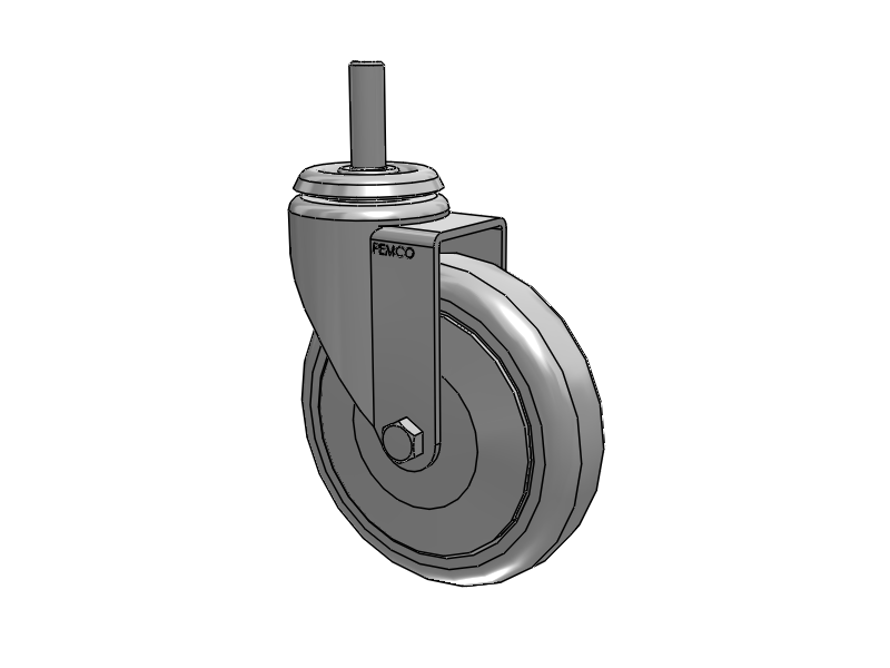 A-line 5" x 1.25" Thermo-Urethane (TPU) Wheel Caster With Threaded Stem - Part# AS50T2TPU - Pemco