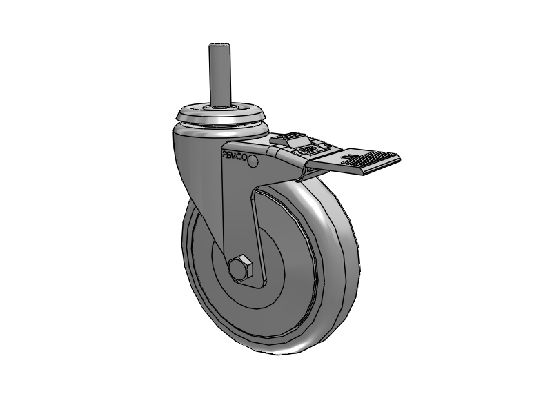 A-line 5" x 1.25" Thermo-Urethane (TPU) Wheel Caster With Threaded Stem and Total Lock Brake - Part# AS50T2TPUTL - Pemco