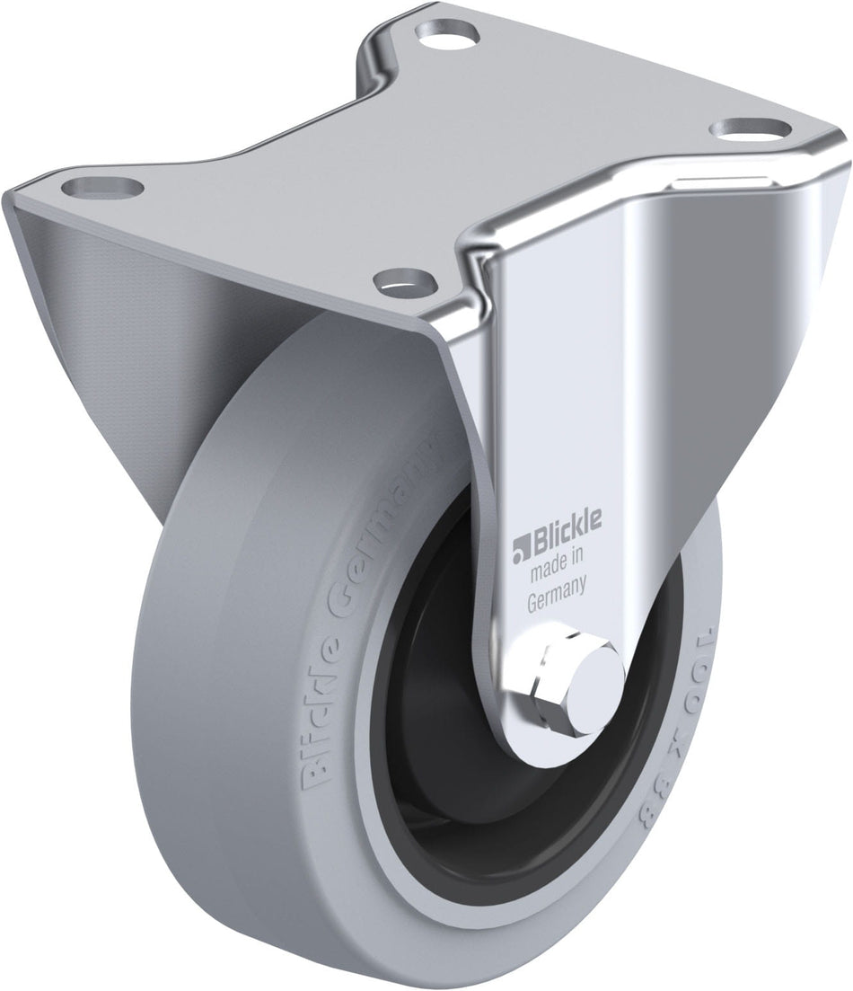 100mm x 32mm Blickle Rubber Caster without lock - B-POEV 100KA-SG - Blickle