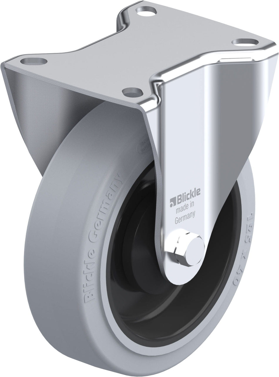 125mm x 37mm Blickle Rubber Caster without lock - B-POEV 125KA-SG - Blickle