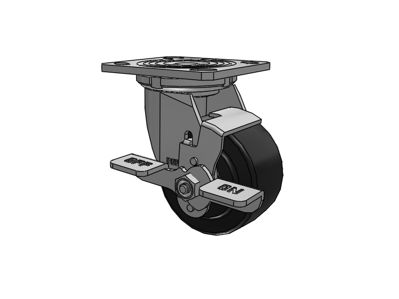 5"X2" Stainless Steel Top Plate Rigid Caster with Commander HD Wheel with Top Lock Brake - Colson
