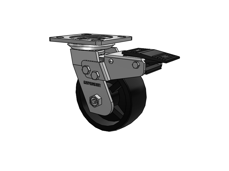 5"X2" Stainless Steel Top Plate Swivel Caster with HD Glass Filled Nylon Wheel with Total Lock Brake - D4.05109.831 DTBRK4 SS- - Colson