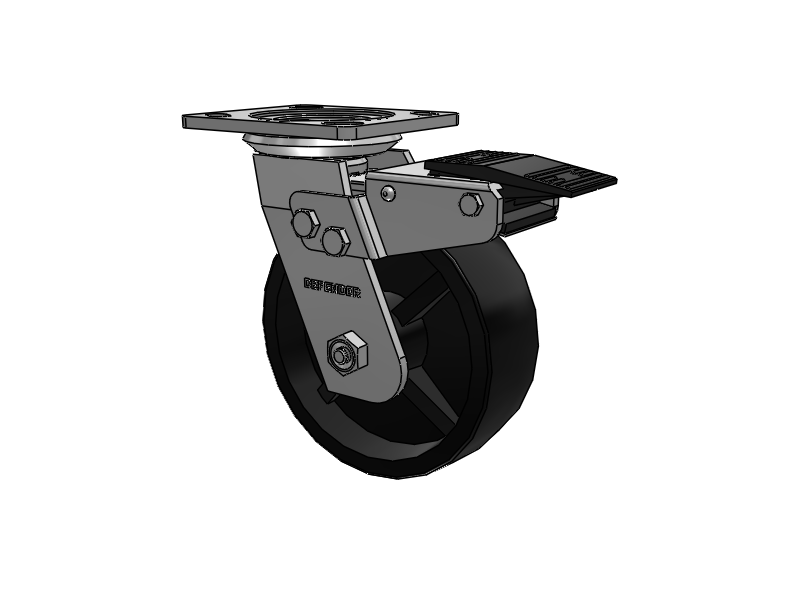 6"X2" Stainless Steel Top Plate Swivel Caster with HD Glass Filled Nylon Wheel with Total Lock Brake - D4.06109.831 DTBRK4 SS- - Colson