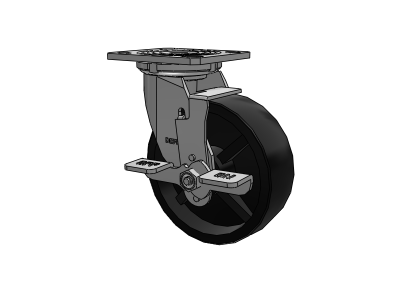 6"X2" Stainless Steel Top Plate Swivel Caster with HD Glass Filled Nylon Wheel with Total Lock Brake - D4.06109.831 DTBRK7 SS - Colson