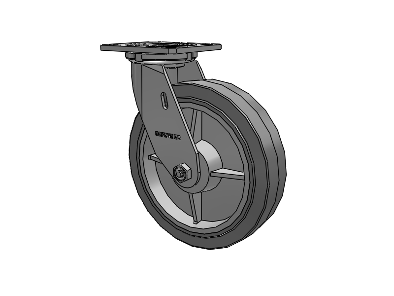 8"X2" Stainless Steel Top Plate Swivel Caster with Rubber (Flat/Grey) Wheel - D4.08109.455 SS - Colson