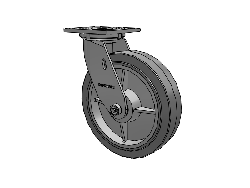 8"X2" Stainless Steel Top Plate Swivel Caster with Rubber (Flat/Grey) Wheel - D4.08109.459 SS WB29 - Colson