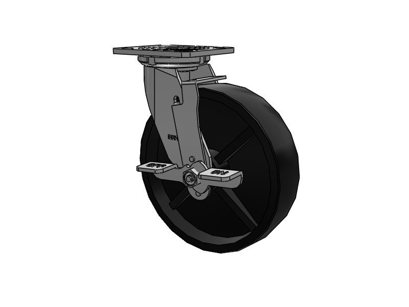 8"X2" Stainless Steel Top Plate Swivel Caster with HD Glass Filled Nylon Wheel with Top Lock Brake - D4.08109.835 DTBRK7 SS - Colson