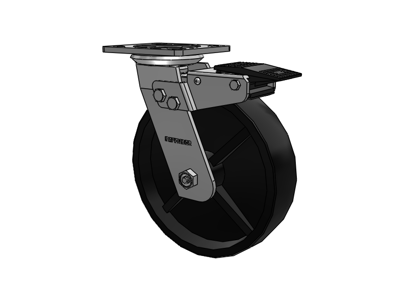 8"X2" Stainless Steel Top Plate Swivel Caster with HD Glass Filled Nylon Wheel with Total Lock Brake - D4.08109.839 DTBRK4 SS WB29- - Colson