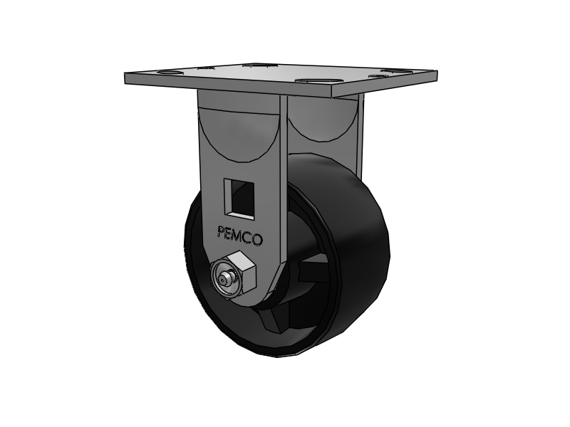 E-line Rigid 4"x2" Polypropylene USA-Made Wheel 4"x4.5" Plate Caster; Part# ER4X2PODB - Pemco