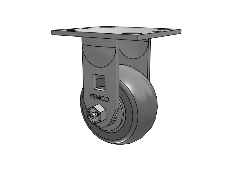 E-line Rigid 4"x2" Rubber Donut USA-Made TPR Wheel 4"x4.5" Plate Caster; Part# ER4X2TPDD - Pemco